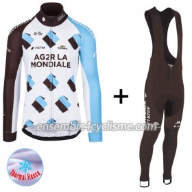 Tenue Maillot M/L + Collant à Bretelles 2017 AG2R La Mondiale Hiver Thermal Fleece N001